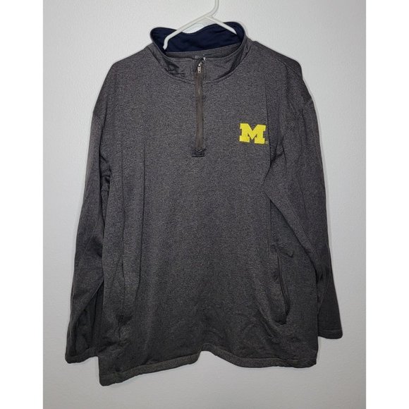 Knights Apparel Other - Michigan Wolverines NCAA Football 1/3 Zip Active Pullover Jacket Blue Mens Large